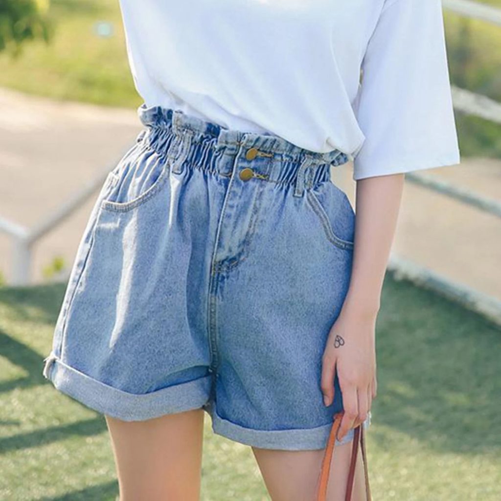 High waisted jean shorts