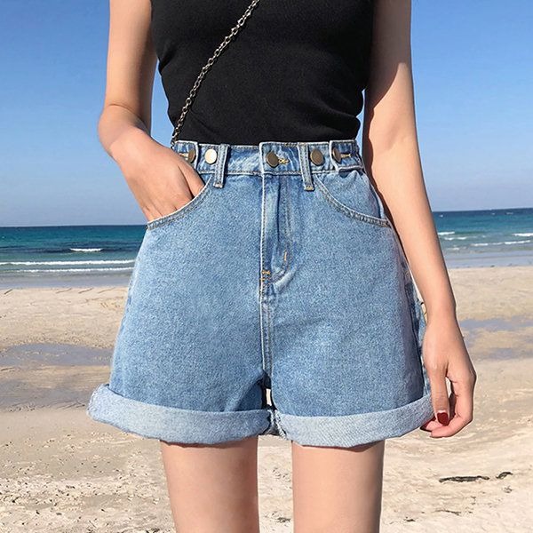 Mid rise jean shorts