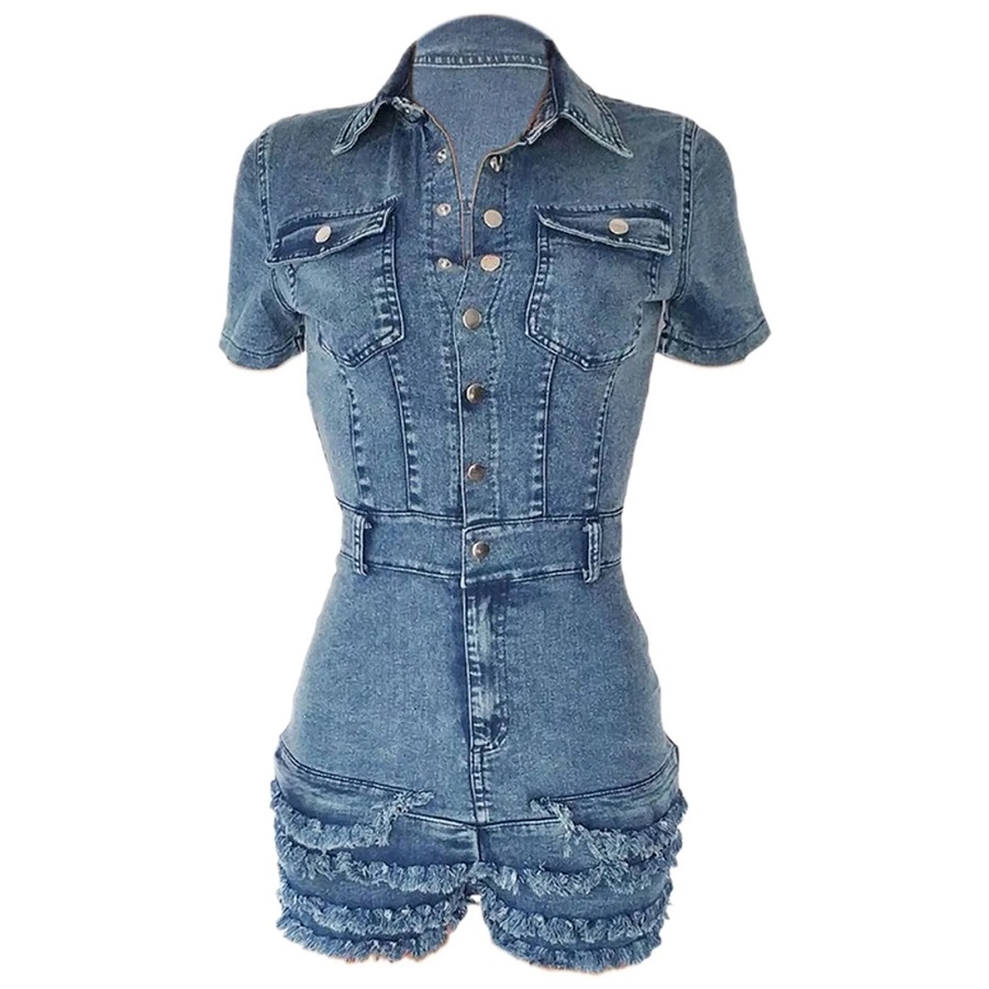 jean jumpsuit shorts