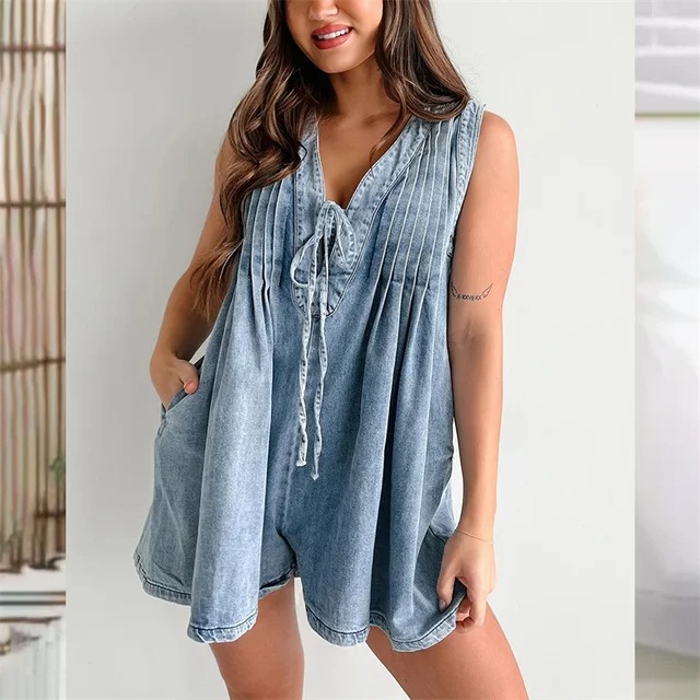 jean jumpsuit shorts