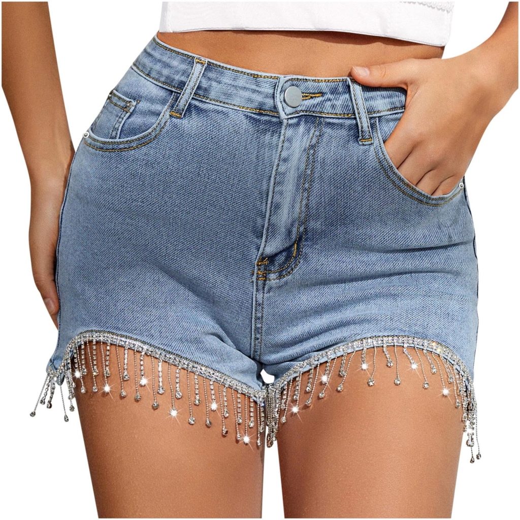 rhinestone jean shorts