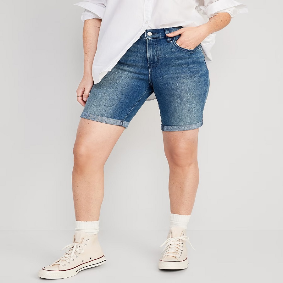 long jean shorts womens