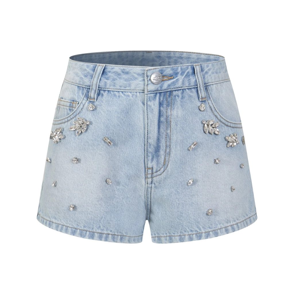 rhinestone jean shorts