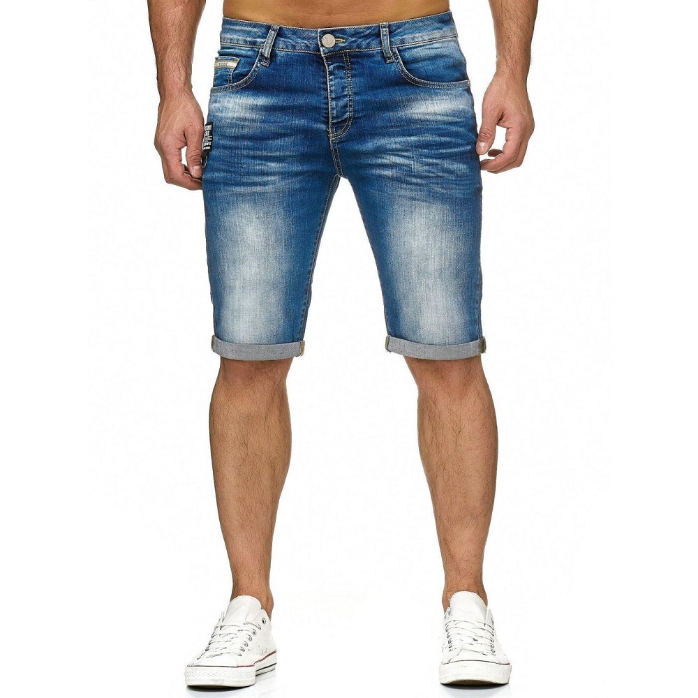 red-bridge-mens-jeans-short-shorts-denim-side-patch-chain-blue