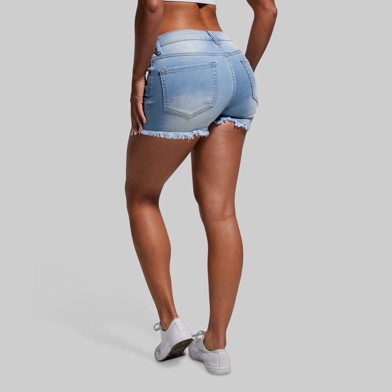 light wash jean shorts