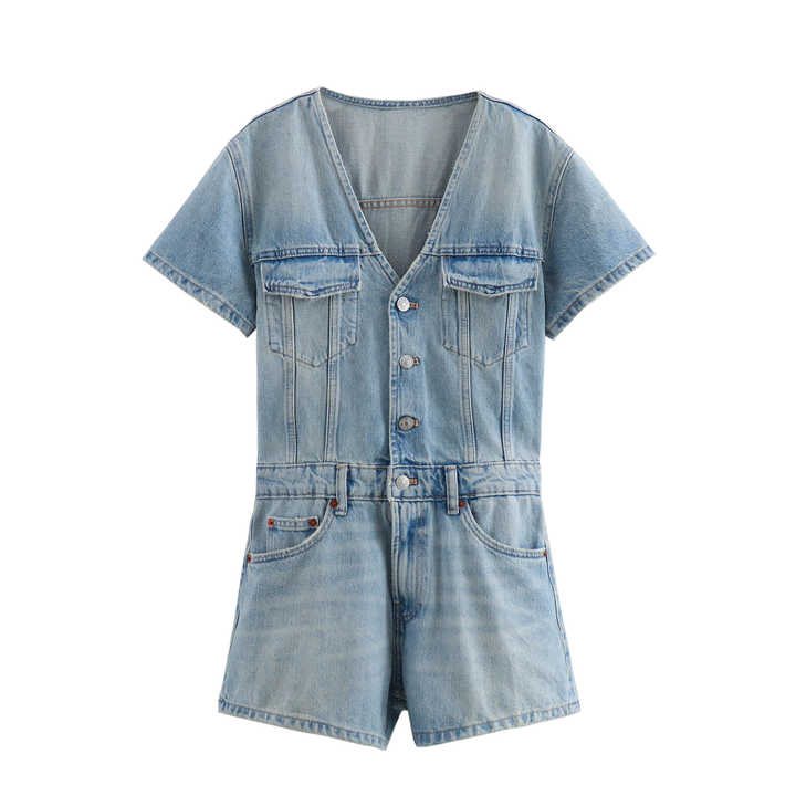 jean jumpsuit shorts